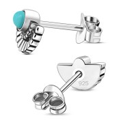 Turquoise Ethnic Style Sterling Silver Stud Earrings, e436st